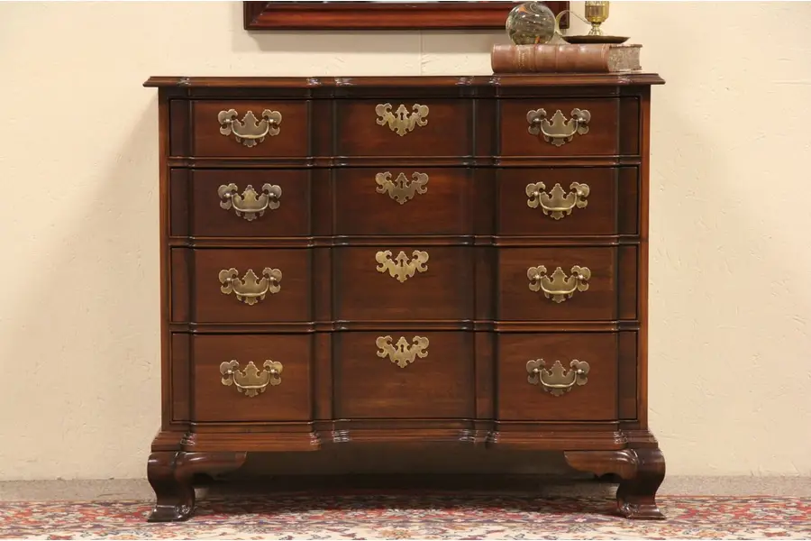 Photo of Ethan Allen Cherry Vintage Blockfront Chest or Dresser