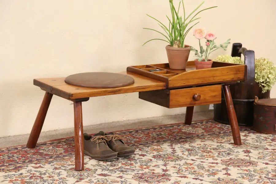 Photo of Country Pine Antique 1900 Cobbler Bench or Coffee Table