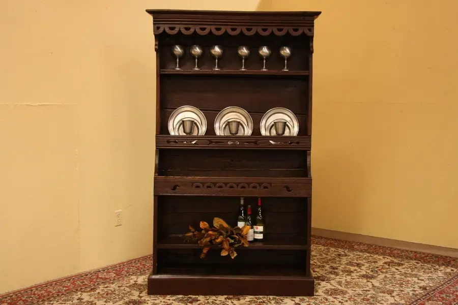 Photo of Country Pine Antique Pewter or Crock Cupboard