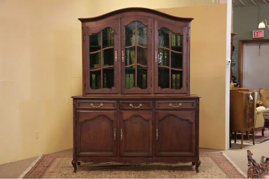 Photo of Country French Oak Triple China Cabinet 1920's