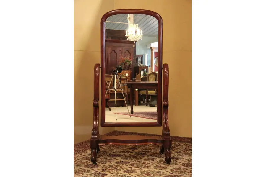 Photo of Victorian Antique Swivel Cheval or Dressing Mirror