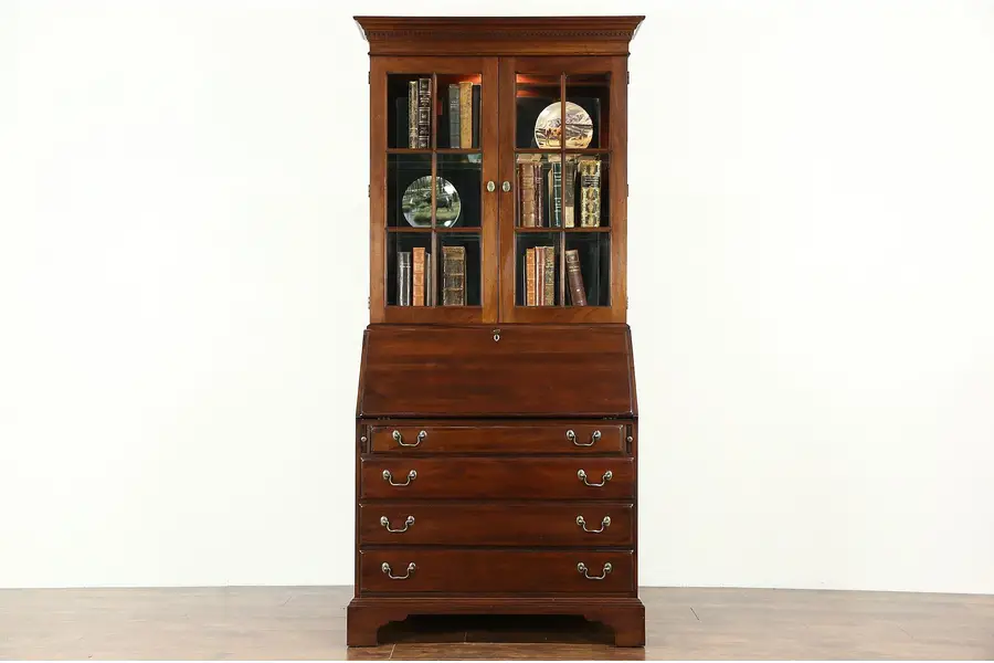 Photo of Traditional Vintage Mahogany Secretary Desk & Bookcase, American of Martinsville