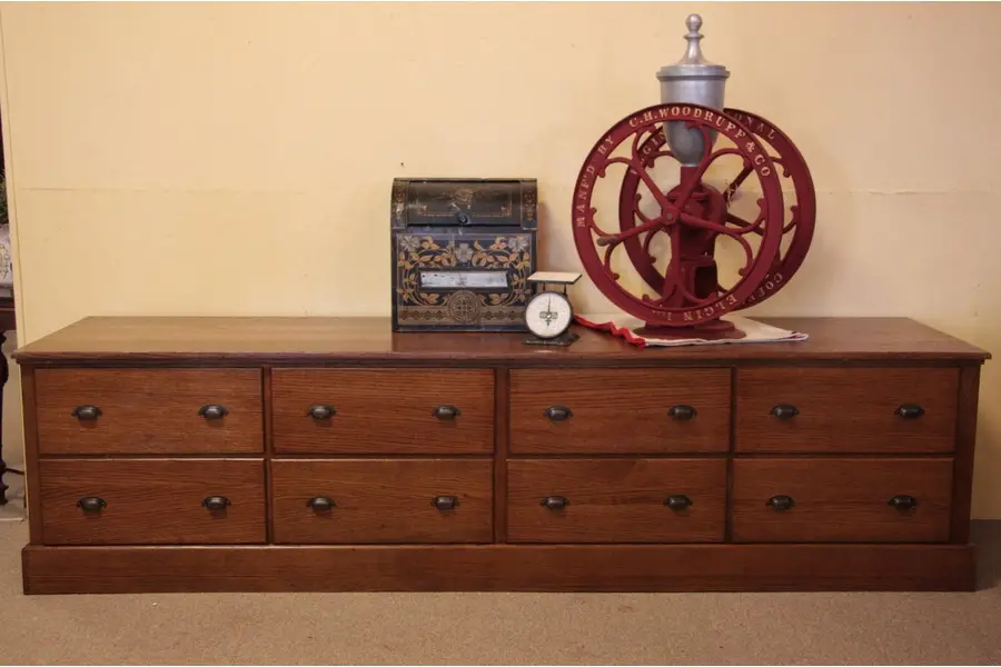 Photo of Oak Country 9'1" Antique Counter or Island, 8 Drawer