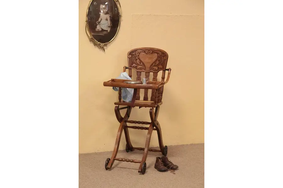 Photo of Victorian Pressback High Chair Stroller Walker Combo