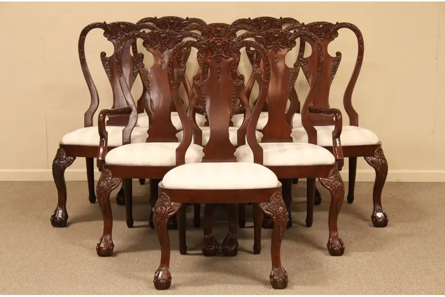 Photo of Set of 8 Chippendale Style Dining Chairs