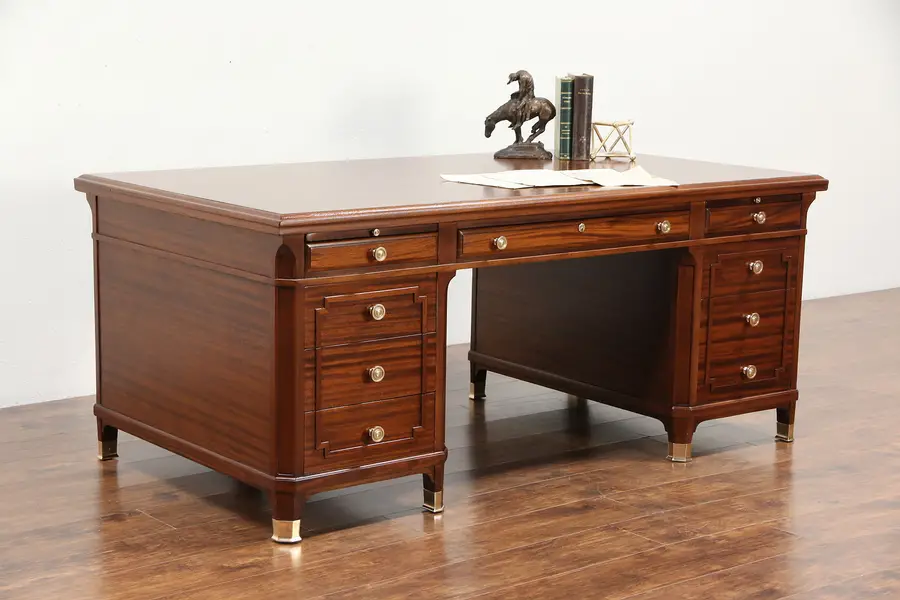 Photo of Executive Office or Library Vintage Mahogany Desk, Bronze Feet & Knobs, Lincoln