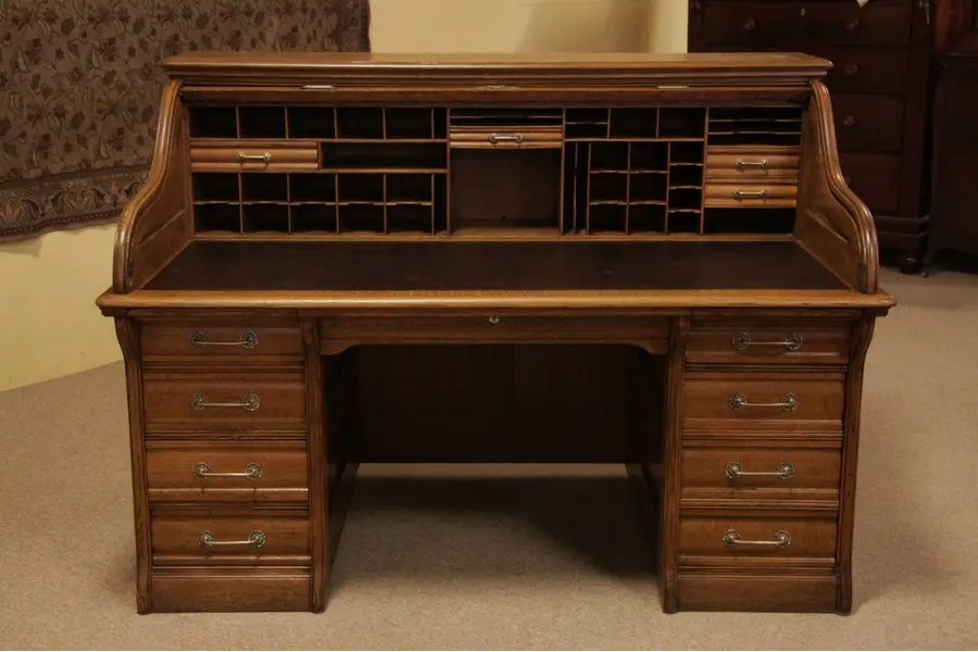 Photo of Andrews Chicago 5 1/2' Antique Oak Rolltop Desk