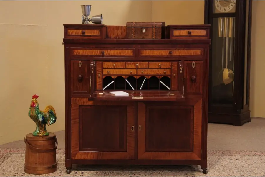 Photo of Cherry & Tiger Maple Combination Sideboard and Desk