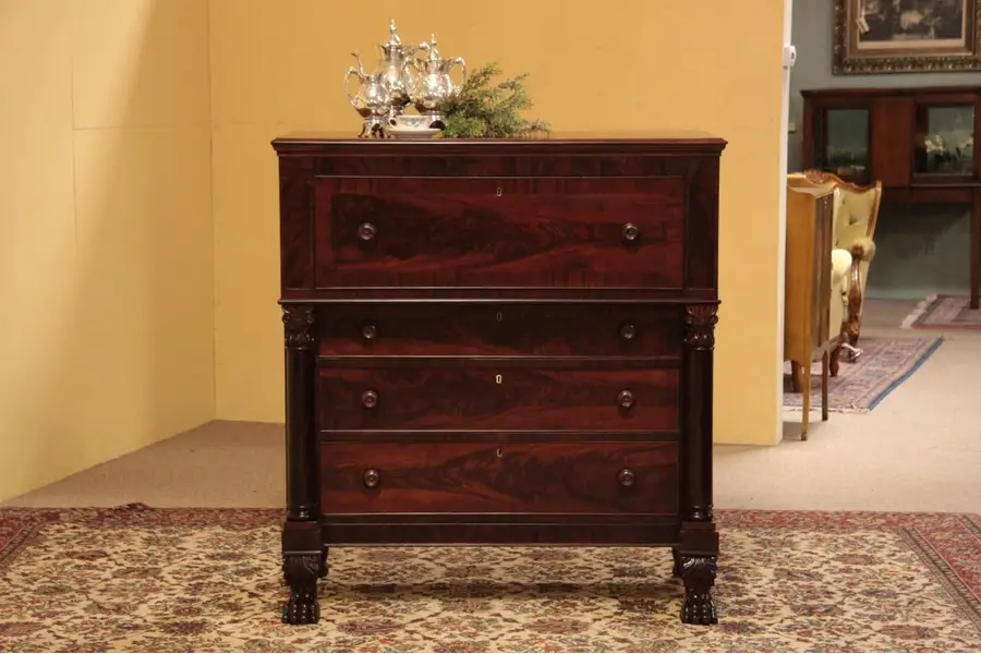 Photo of Empire 1820 Antique Mahogany Butlers Secretary Desk