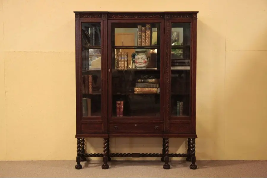 Photo of Renaissance Oak Antique China Curio Cabinet