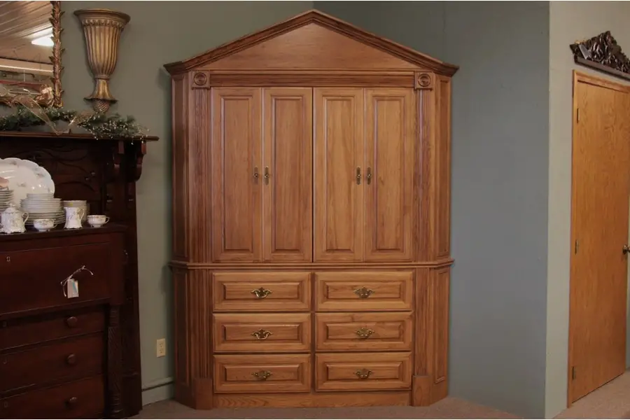 Photo of Oak Raised Panel Custom Made Corner Cabinet