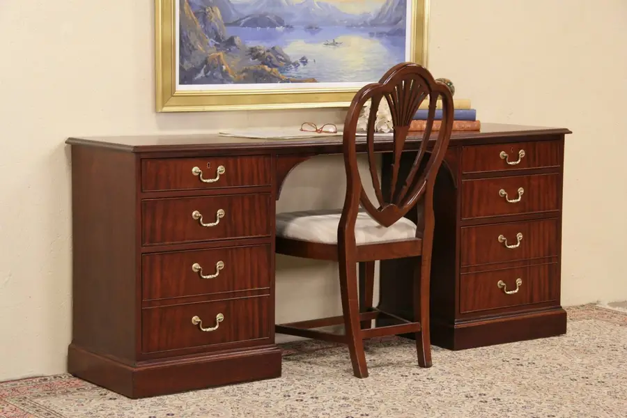 Photo of Kittinger NY Vintage Mahogany Computer Desk or Credenza & File