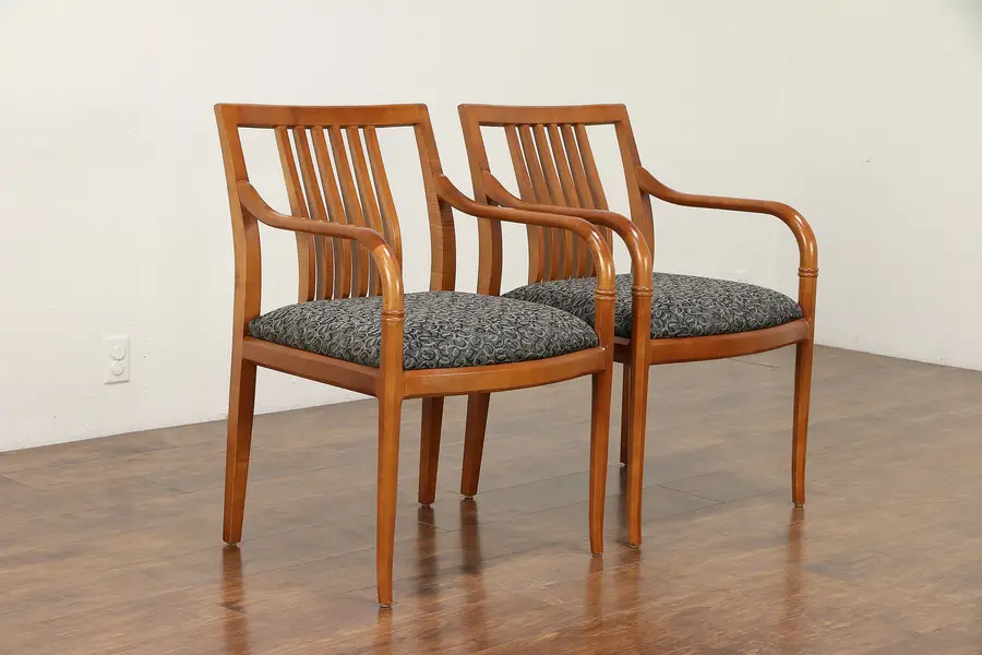 Photo of Pair of Cherry Finish Vintage Library or Office Chairs, Paoli A