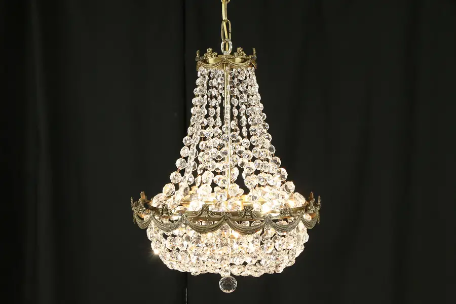 Photo of Regency Style Vintage Chandelier, Graduated Crystal Prisms