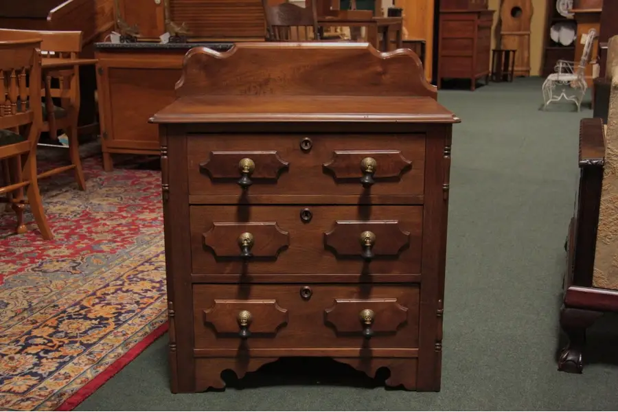 Photo of Victorian Walnut 1860 Three Drawer Chest or Commode