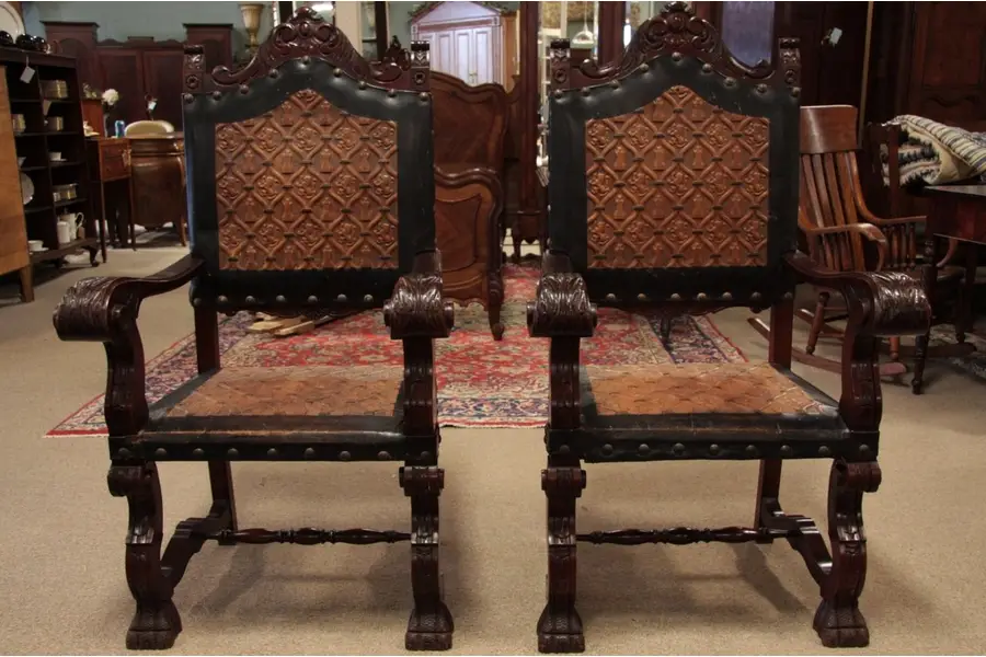 Photo of Pair of Spanish Colonial Leather Armchairs