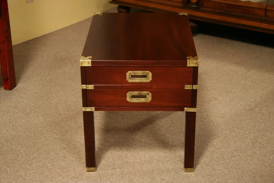 Photo of Campaign Style Lamp or End Table, Mahogany and Brass