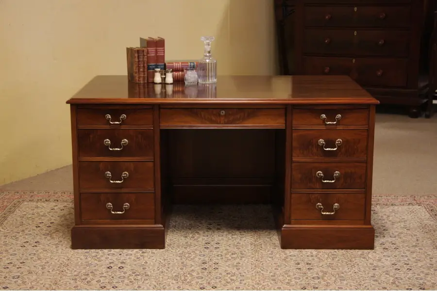 Photo of Vintage Walnut Executive Desk, Signed Jasper