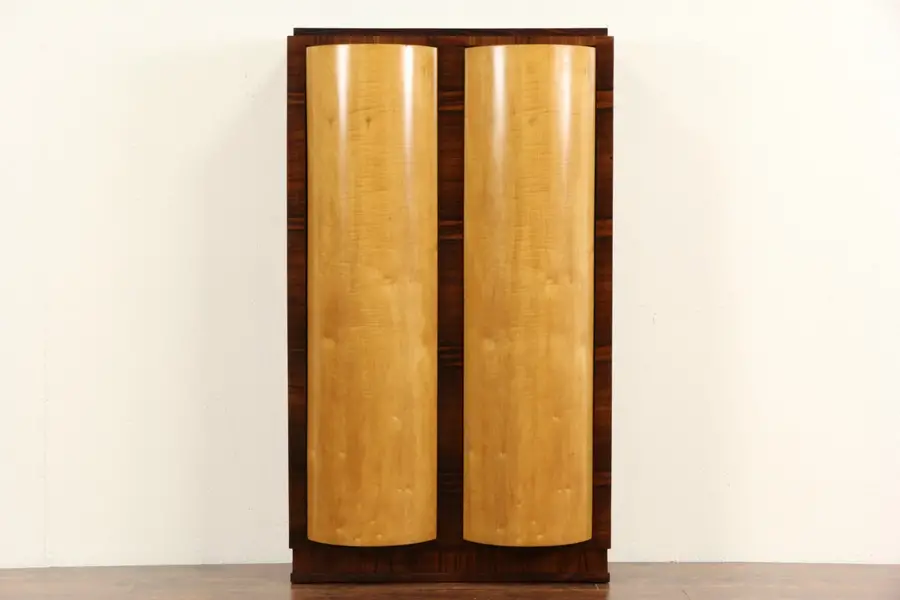 Photo of Italian Rosewood Art Deco 1930's Vintage 36 Slot Revolving Record Cabinet