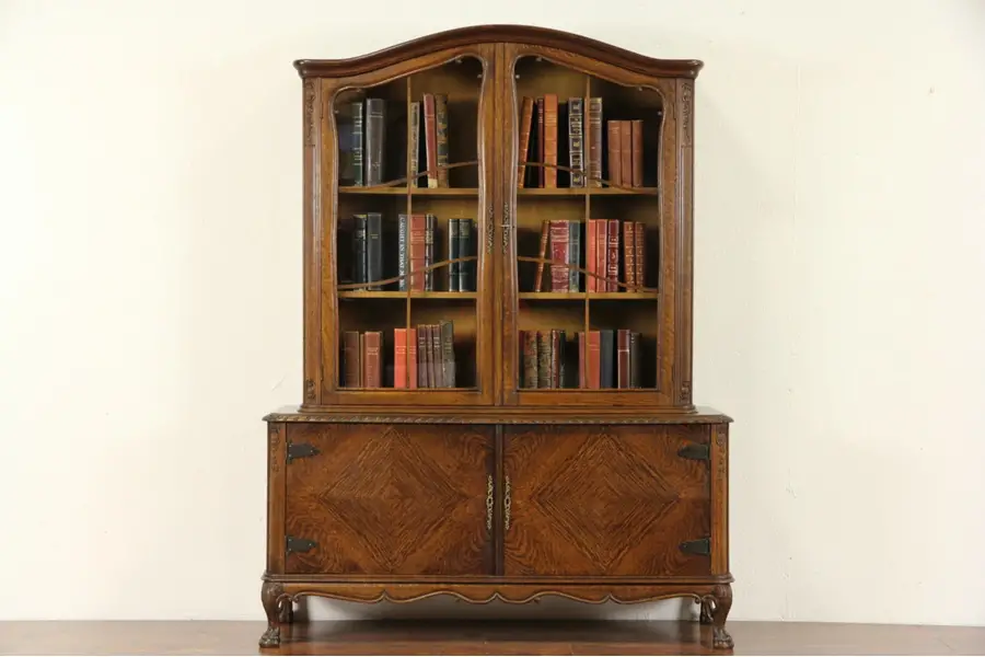 Photo of Country Manor Oak 1915 Antique Scandinavian China Display Cabinet