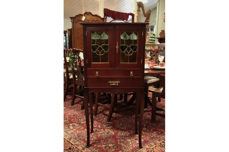 Photo of Art Nouveau Cabinet, Stained Glass Doors, 1900