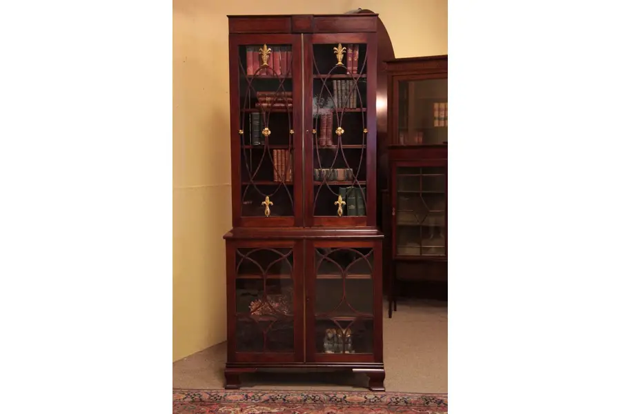 Photo of Mahogany Antique Bookcase, Glass Doors