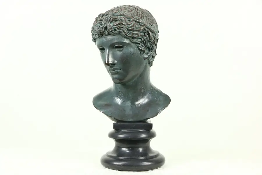 Photo of Classical Roman Bust, Museum Replica, Signed Alva 1955
