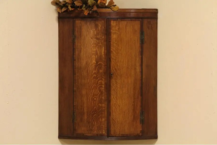 Photo of Georgian 1800 Oak Curved Corner Cupboard