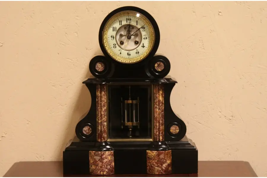 Photo of French Black Marble 1880 Mantel Clock
