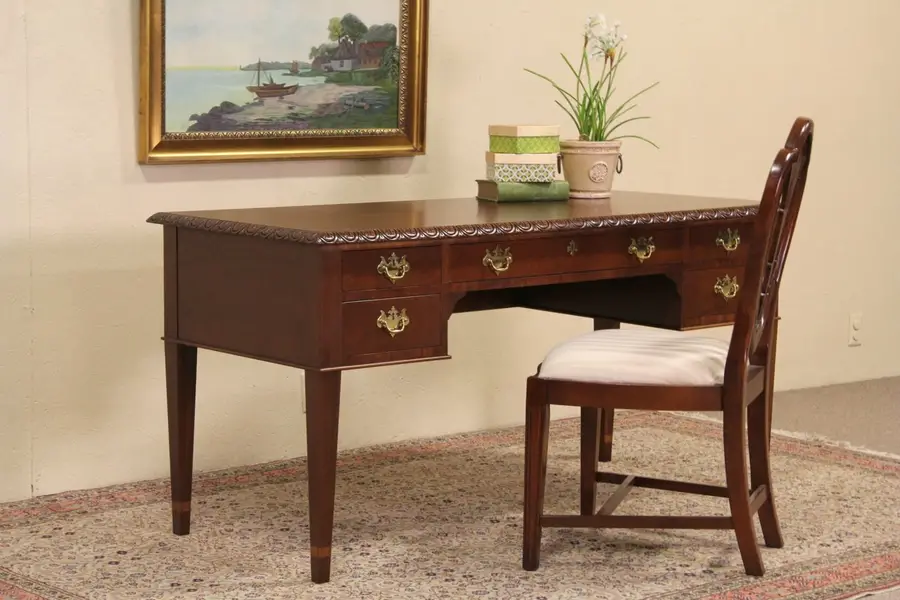 Photo of Baker Charleston Collection Signed Vintage Library Table Writing Desk