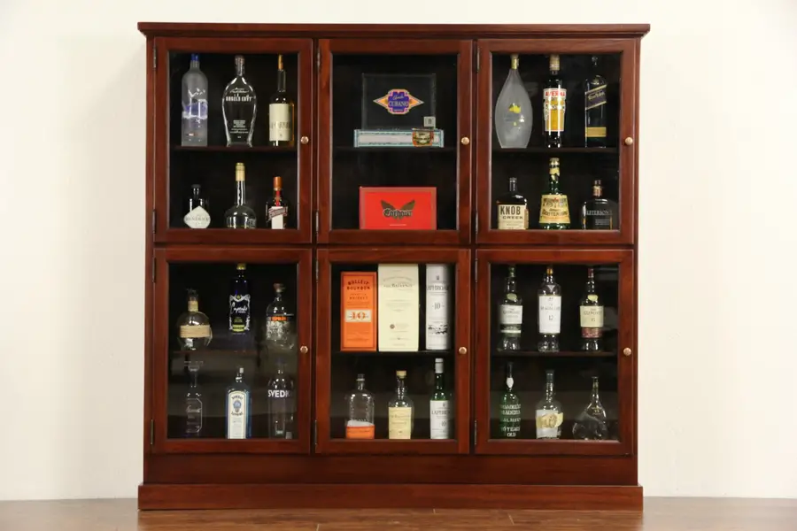 Photo of Cigar Tobacco Store Humidor Cabinet, 1900's Antique Mahogany, 6 Glass Doors