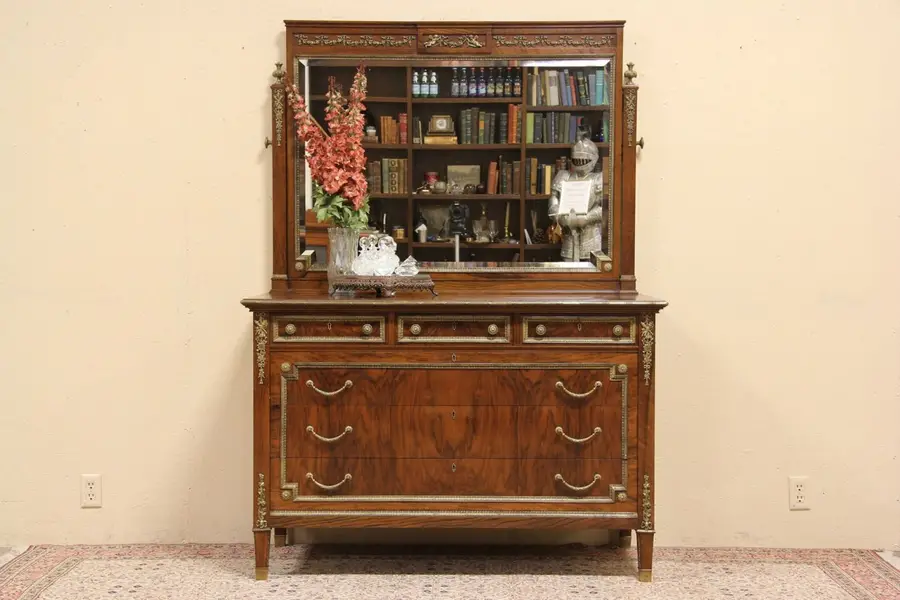 Photo of Louis XVI 1915 Burl Chest or Dresser, Bronze Mounts