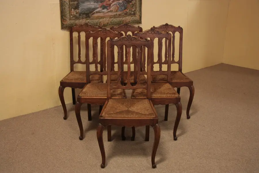 Photo of Set of 6 Country French Oak Dining Chairs