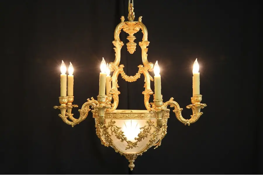 Photo of Gold Cherub Chandelier, Dome Shade