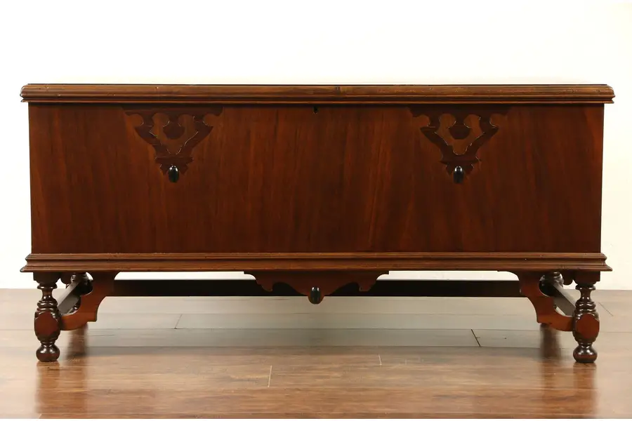 Photo of Lane Signed 1930's Walnut Cedar Chest Bench