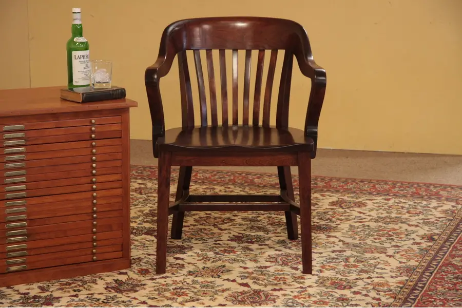 Photo of 1910 Antique Banker's Walnut Armchair