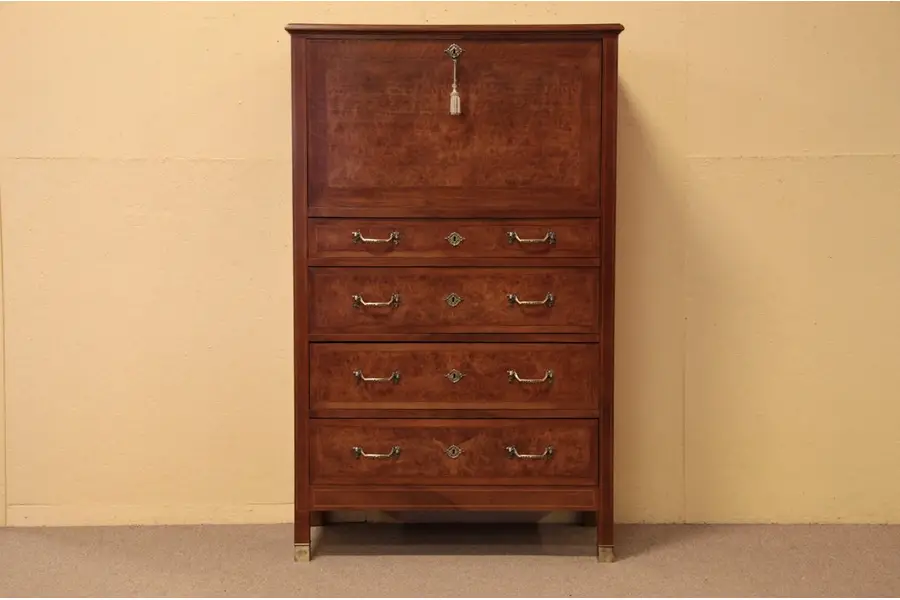 Photo of Burl Tall Chest & Desk Combination