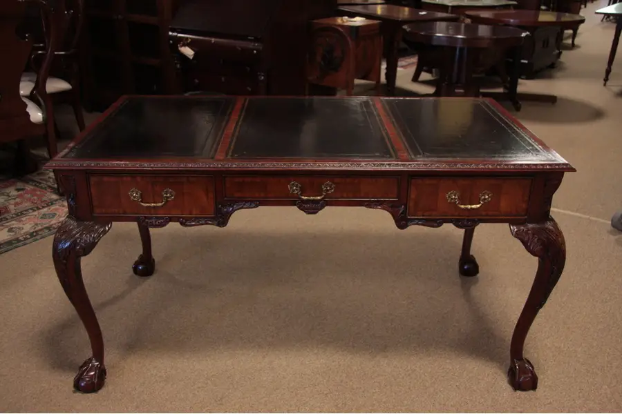 Photo of Maitland Smith Georgian Chippendale Leather Top Desk