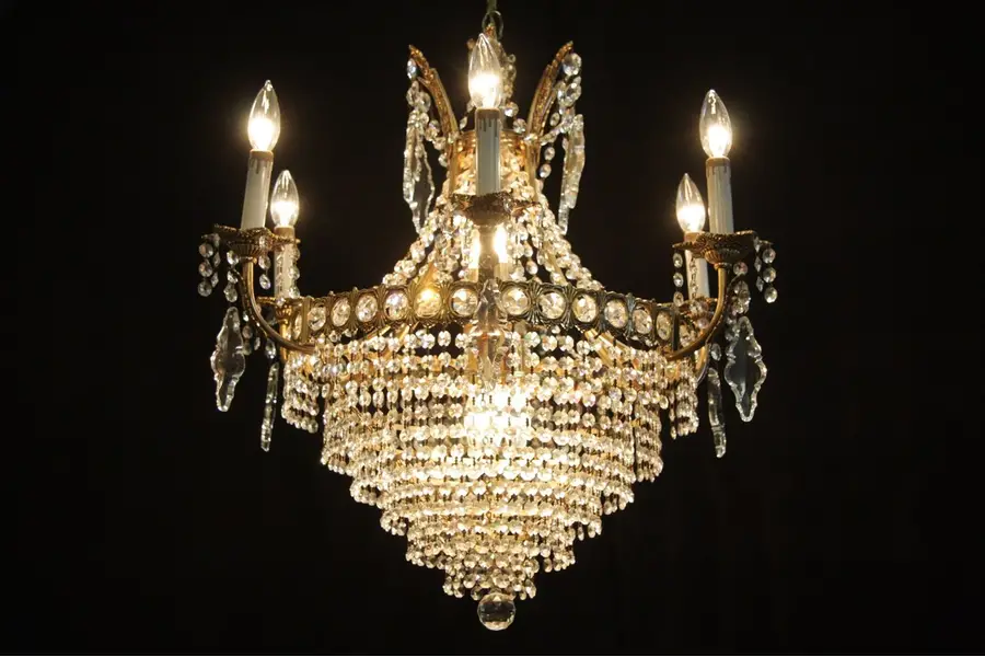 Photo of Hand Cut Strauss Crystal Chandelier with 12 Candles