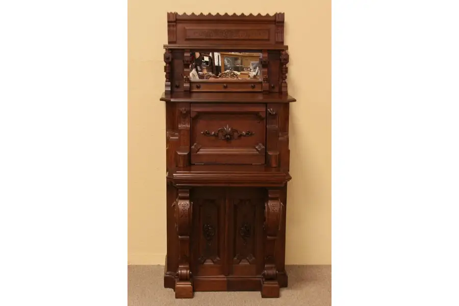 Photo of Victorian Carved Telephone Stand or Reception Desk