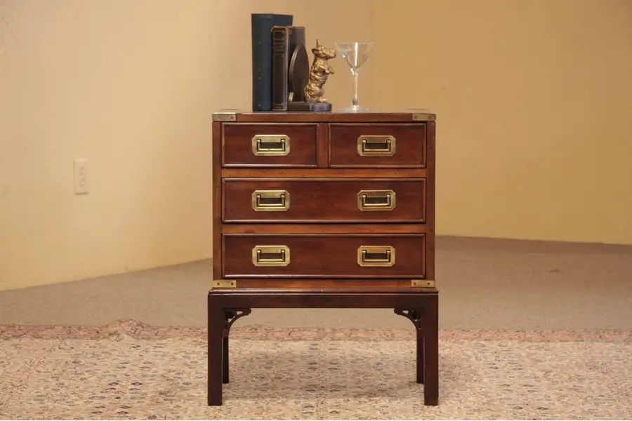 Photo of Drexel Campaign Chairside or End Table, Nightstand