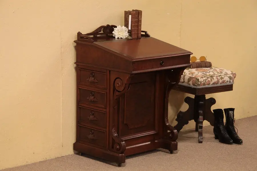 Photo of Victorian Antique Ship Captain's Davenport Desk