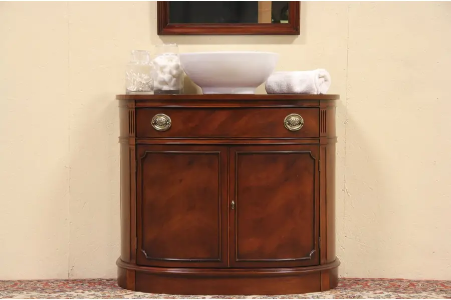 Photo of Mahogany Curved Demilune Console or Vessel Sink Vanity
