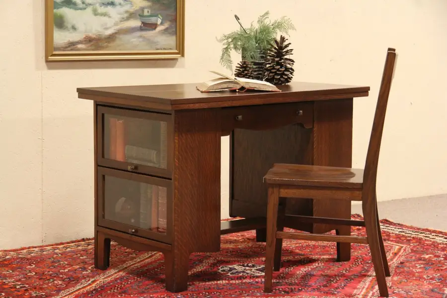 Photo of Arts & Crafts Mission Oak 1900 Antique Kade 3 in 1 Table Desk