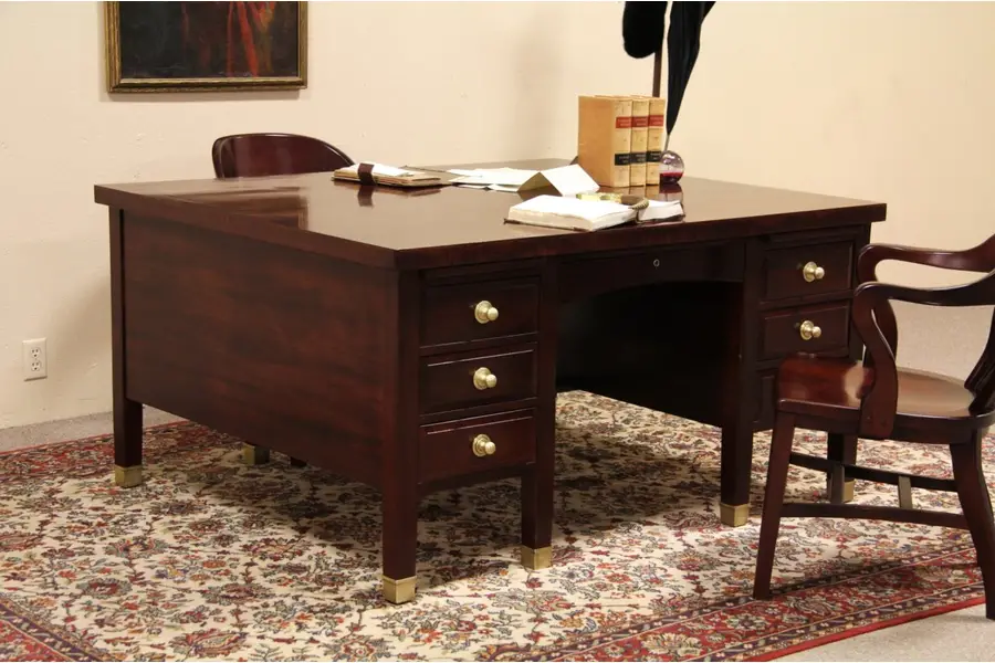Photo of Mahogany 1910 Antique Partner Desk