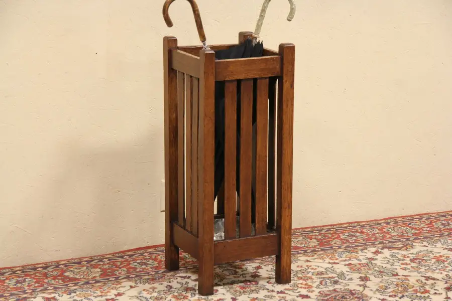 Photo of Craftsman Mission Oak 1900 Cane Stand or Umbrella Holder