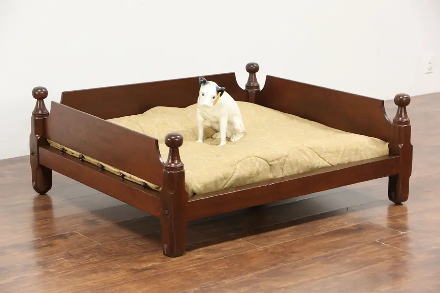 Photo of Dog Bed made from 1840 Antique Rope Bed, Cannon Ball Posts