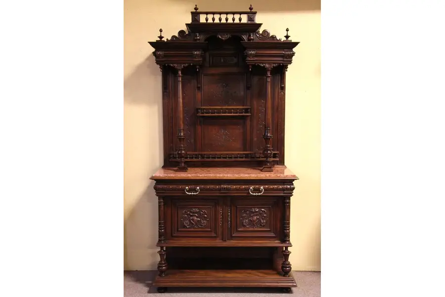 Photo of Victorian Marble Top Sideboard, Bar or Server 1890