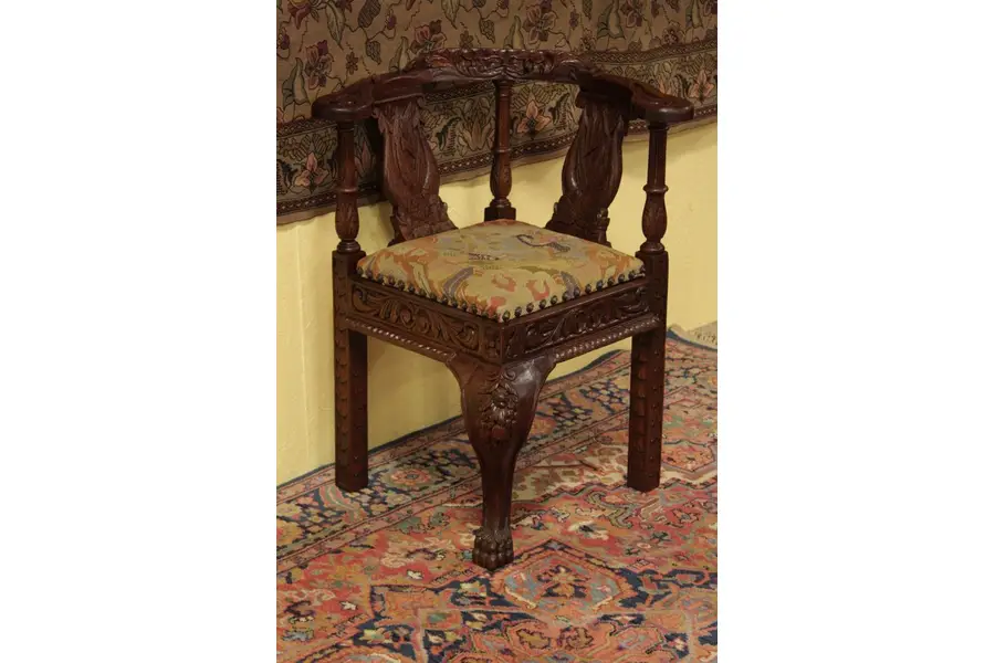 Photo of Victorian Carved Oak Corner Chair