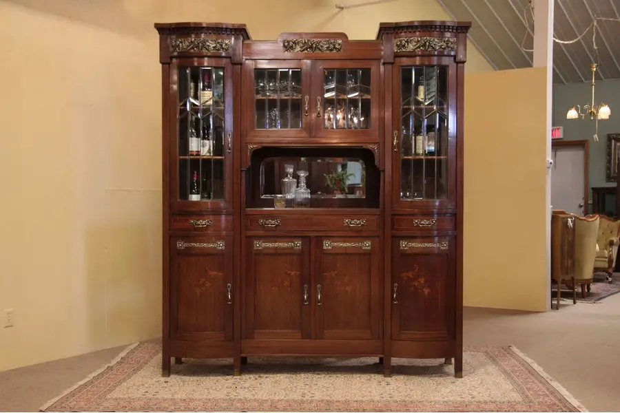 Photo of Backbar, Server or China Cabinet, with Leaded Glass